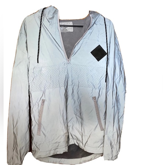Dutch Bros SALE Unisex Grey/Silver Reflective Windbreaker XS+SMALL Rain Jacket - Picture 11 of 12